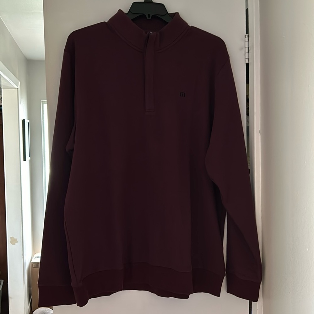 Travis Mathew Heather Dark Red Cloud Quarter Zip XXL